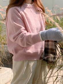 DAZY Maglione casual da donna con collo rotondo, a blocchi di colore, maniche lunghe, adatto per autunno/inverno