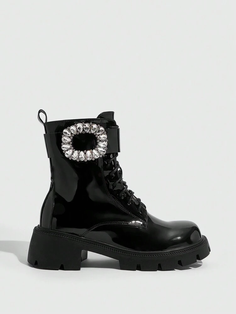 CUCCOO GRLICON Botas Ankle e Botas Curtas Femininas, Estilo Y2K, Estilo Punk, Estilo Biker, Estilo Cool Girl, Adequado para Halloween, Natal, Festa