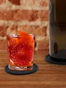 1/3/6 件黑色硅胶杯垫，耐热玻璃垫，咖啡桌和酒吧家具保护垫和热杯垫，圣诞节礼物 - 黑色 - 查看 3