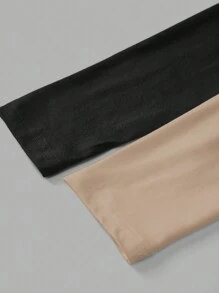 SHEIN EZwear Bộ 2 áo thun nữ cổ vuông tay dài bó màu trơn thường ngày, thích hợp cho mùa thu đông - Nhiều màu - Xem 8