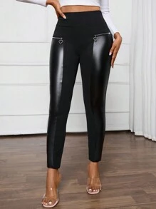 SHEIN Lady Damskie jesienno-zimowe eleganckie czarne obcisłe spodnie