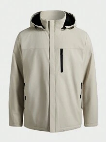 Gym Rark Boyfriend Style Men's Casual Drawstring Hooded Sportswear Jacket, Autumn - Apricot - View 1