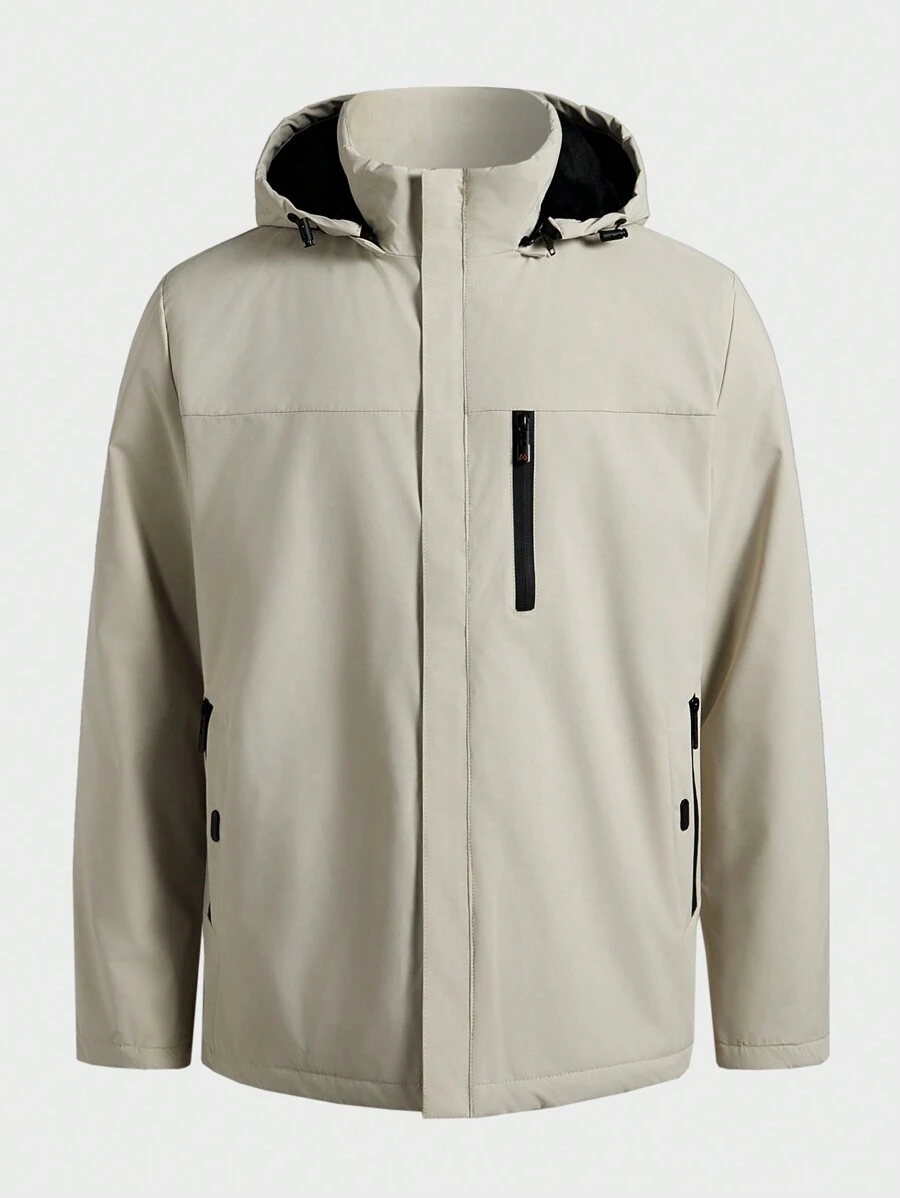 Gym Rark Boyfriend Style Men's Casual Drawstring Hooded Sportswear Jacket, Autumn - Apricot - View 1