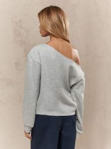 MISSGUIDED Áo nỉ Varsity in len phía trước ngày 4 tháng 7 của Hoa Kỳ - Xám - Xem 3