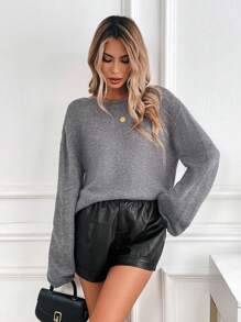 SHEIN Clasi Cárdigan suelto con abertura frontal y lazo para mujer