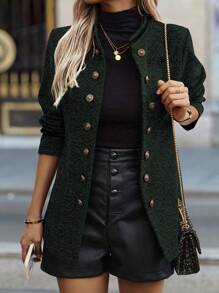 EMERY ROSE Chaqueta casual regular de mujer con botones delanteros y mangas largas