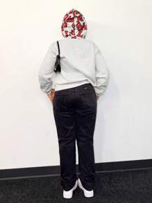 Zolique 女士性感前卫印花宽松时尚连帽套头衫秋季款 - 淺灰色 - 查看 2