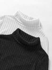 INAWLY Women's Solid Color Rib Knitted Turtleneck Long Sleeve Bodysuit Fall Cloth For Women - Multicolor - View 4