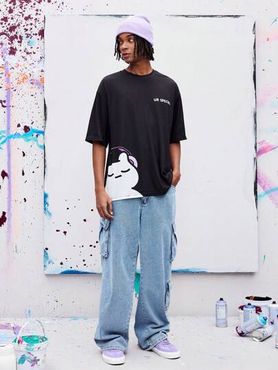 Coolman Artist 男士休闲卡通图案短袖宽松 T 恤图案 T 恤，适合假期、度假、春季、节日、伊比沙岛