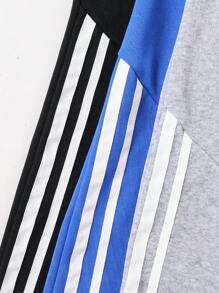 SHEIN 3pcs Sporty Set For Older Boys, Includes Casual Stylish Minimalist Dual White Striped Sweatpants For School, Suitable For Spring, Autumn And Winter Daily Outfits