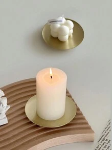 1pc Gold Decorative Iron Plate Candle Holder Stand Candle Plate For LED & Wax Candles, Incense Cones, Spa, Weddings Jewelry Storage Tray, Spooky, Autumn, Winter, Holiday, Festival Valentine's Day, Valentines Wedding, Birthday, Room Decor, Ramadan Decor, Home Decor, Bedroom Decor, Bathroom Decor, Candle, Home Decor Living Room, Kitchen Decor