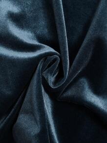 2pcs/Set Girls Casual Solid Foggy Blue Velvet Ruffle Trim Long Sleeve Top & Pants Loungewear Set - Dusty Blue - View 6