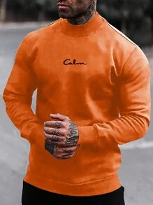 Manfinity Homme 男士圆领长袖图案细节简约运动衫，日常休闲穿着