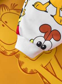 GARFIELD | SHEIN 2pcs/Set Baby Boy Cute Cartoon Cat, Dog, Garfield Print Hoodie & Jogger Pants Set, White, Casual Comfortable Outfit - Multicolor - View 5
