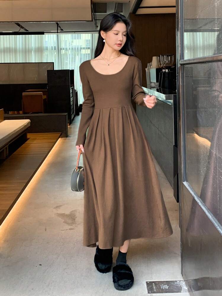Women Fall Elegant Long Sleeve Sweater Dress For Autumn & Winter
