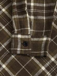 Manfinity Homme Áo sơ mi nam dài tay kẻ sọc cài nút thường ngày, mùa thu - màu nâu - Xem 4