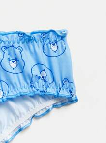 SHEIN X Care Bears 3 件装 Tween Girl 可爱卡通熊印花生菜边舒适三角裤 - 彩色 - 查看 4