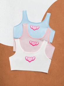 We Bare Bears X SHEIN Tween Girl 3pcs Cute Cartoon Bear & Letter Print Comfortable Underwear Top - Pink - View 2