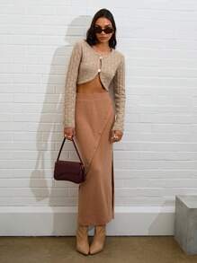 COSMINA Women's Casual Button-Front Cardigan, Fall - Camel - View 5