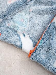 Cozy Pixies Baby Boy Cartoon Dinosaur Pattern Round Neck Long Sleeve Button-Up Fleece Thick Jacket For Autumn/Winter, For Christmas - Multicolor - View 8