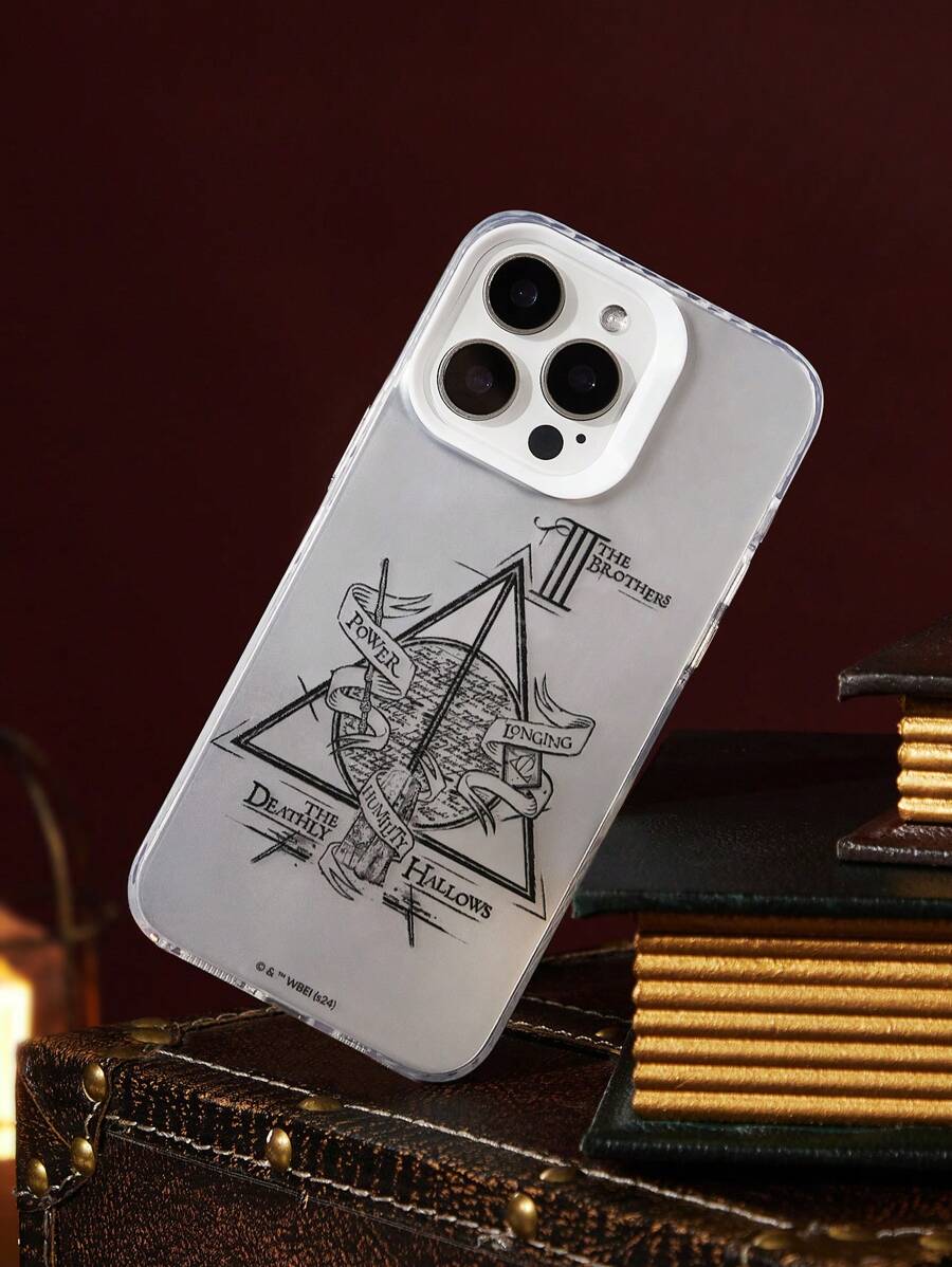 HARRY POTTER X SHEIN 银色几何图案和标语印花时尚手机壳、礼品 - 銀色 - 查看 1