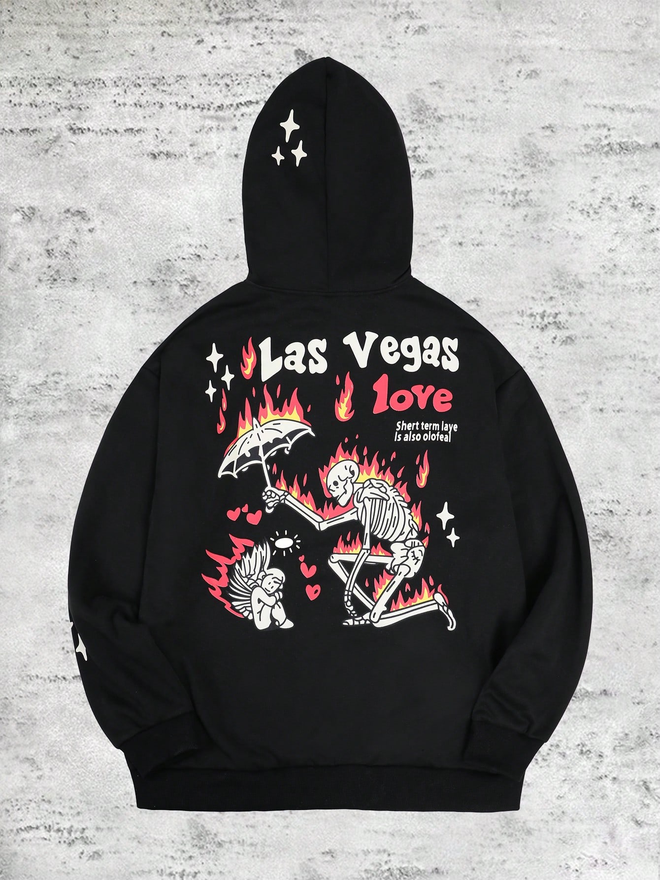 Manfinity Dauomo Plus Size Men's Letter & Skull Print Hooded Long Sleeve Sweatshirt