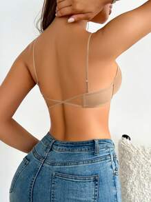 Kiểu áo ngực hở lưng màu trơn cài trước cho nữ - Màu Khaki - Xem 2