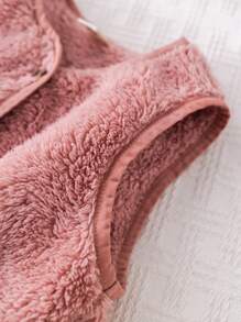 Cozy Pixies Bộ 3 món/Bộ áo nỉ dài tay cổ tròn họa tiết mèo hoạt hình ấm áp mùa đông cho bé gái, quần dài màu trơn cạp chun và áo vest nhung không tay - Nhiều màu - Xem 7