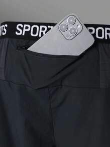 Manfinity Sport Corelite Quần short thể thao mùa hè in chữ Boyfriend Style cho nam có cạp chun - màu đen - Xem 5