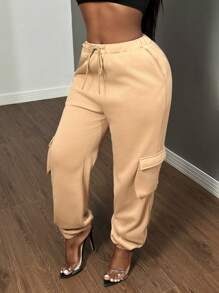SHEIN SXY Thick Thermal Lined Warm Casual Sweatpants With Pockets, For Fall/Winter