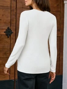 SHEIN 浅杏色扭纹胸口孕妇紧身长袖 T 恤