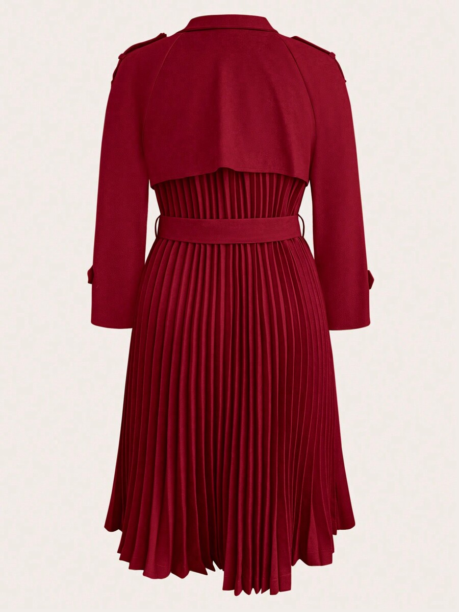 SHEIN Privé Plus Size Women TurnDown Collar Long Sleeve MidLength