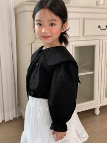 Dazy Kids 年轻女孩纯色前扣长袖休闲上衣，日常穿着