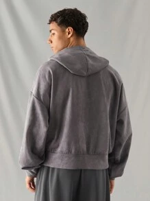 Manfinity VCAY Young Men's Casual Long Sleeve Zip-Up Hooded Sweatshirt, Fashionable And Relaxed, For Fall Winter