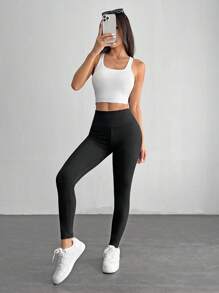 SHEIN PETITE 3 Confezioni Leggings da donna, comodi e morbidi, adatti per yoga, fitness, ciclismo e uso quotidiano