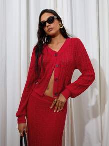 COSMINA 1pc Women's Solid Color Button Front Long Sleeve Blouse, Casual Everyday Wear