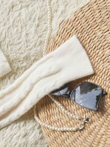 Aveloria Flower Decor Round Neck 3D Floral Design Pullover Sweater For Women, Autumn Knit Pullover Fall Winter Outfit