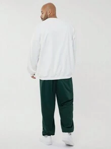 Manfinity NXTstreet Plus Size Men Casual Knitted Long Sleeve Car Pattern Hoodie And Drawstring Jogger Pants Set