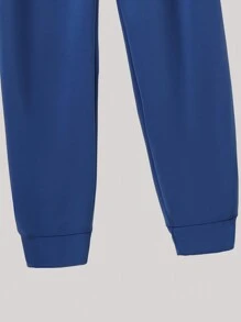 SHEIN 2pcs/Set Teenage Boy Basic Minimalist Casual Contrast Color Round Neck Long Sleeve Top And Tapered Pants