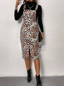 SHEIN Clasi 女式豹纹连衣裙，适合秋冬季