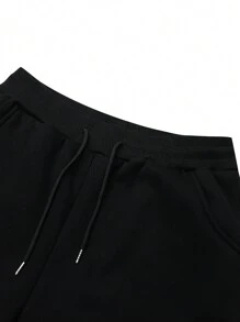 Manfinity Homme Bộ quần dài tay lót nỉ giữ nhiệt màu trơn thường ngày cho nam mùa thu/đông - màu đen - Xem 6