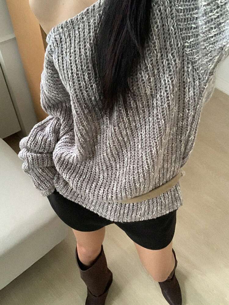 Women's Loose Fit Asymmetrical Neck Floral Print Gray T-Shirt Long Sleeve Women Tops,Fall Women Clothes
