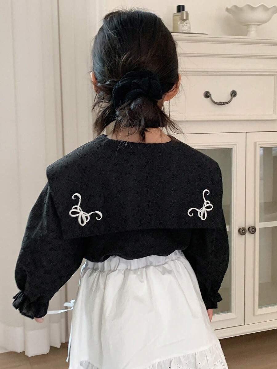 Dazy Kids 年轻女孩纯色前扣长袖休闲上衣，日常穿着