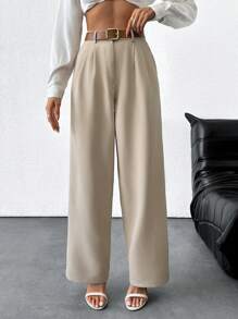 RueChic Women's Solid Mid Rise Belted Suit Pants - Beige - View 6