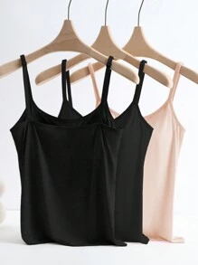 SHEIN LUNE Juego de 3 camisolas sin costuras con sujetador con acolchado, cómodo y transpirable con agarre antideslizante