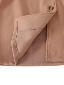 Tween Girl Fluffy Hooded Long Belted Coat - Apricot - View 5