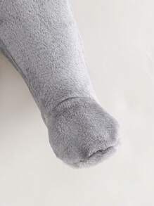 SHEIN Quần dài liền quần bằng vải nỉ ấm áp và mềm mại cho bé trai - Xám - Xem 3