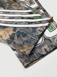 ROMWE MEN Prep Pantalones holgados de pierna ancha con estampado de ramas, cintura elástica, uso casual y versátil, para otoño