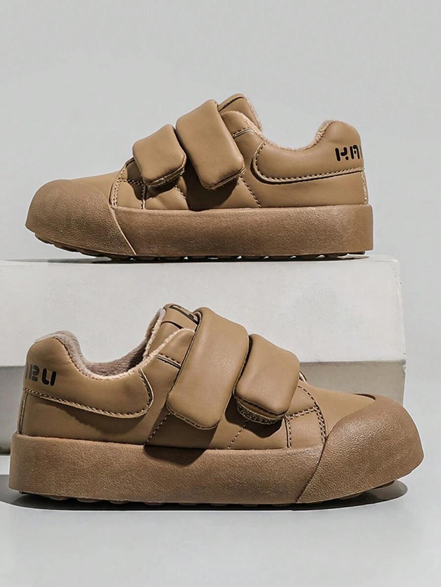 1 Đôi Giày Thể Thao Ngoài Trời Cho Trẻ Em, Giày Đi Bộ Đường Dài Lót Ấm Có Móc Và Vòng Cho Bé Gái Mùa Đông - Màu Khaki - Xem 1