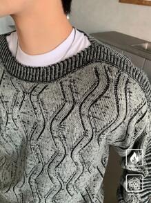 Manfinity Hypemode Jersey de punto casual con patrón geométrico para hombre, otoño/invierno